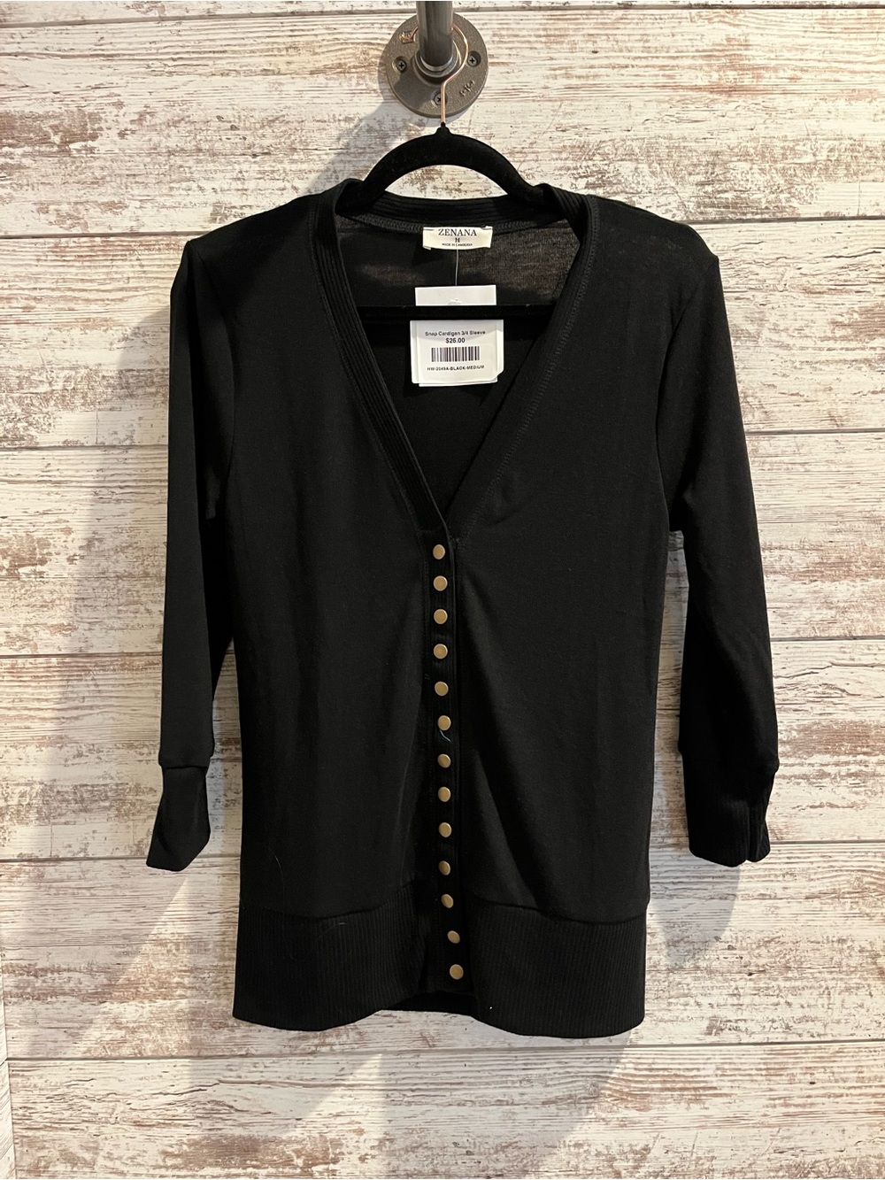 Zenana Outfitters Black Button-Front Cardigan